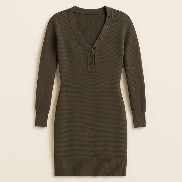 YES LOLA | NWT | Sage Green Ribbed Sweater Dress - Women's XS - Picture 2 of 8